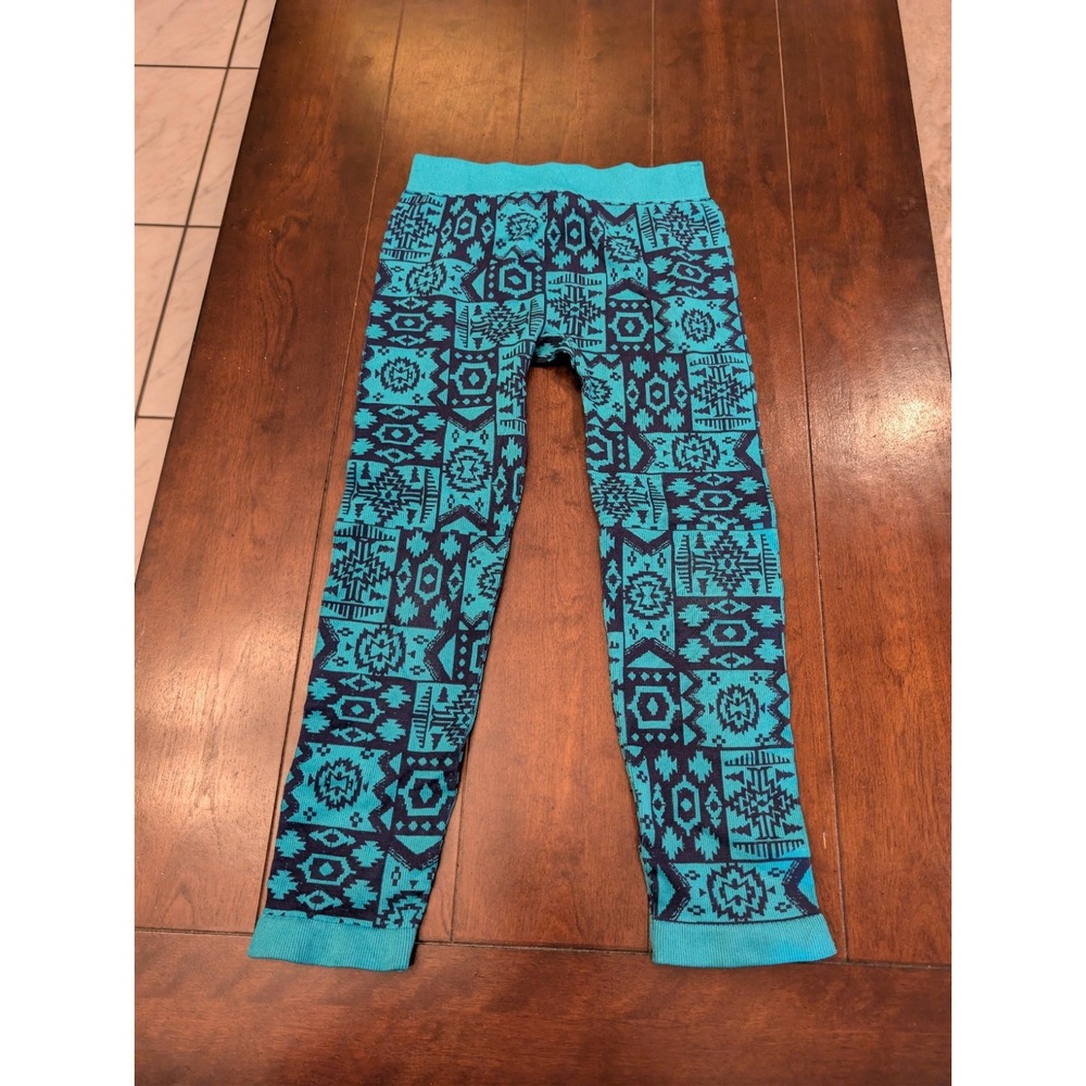 Faded Glory Pendleton Aztec Print Leggings turquoise M